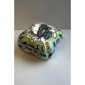 ANTICA SCATOLA CERAMICA Molaroni Pesaro DECORO FIGURA FEMMINILE LIBERTY
