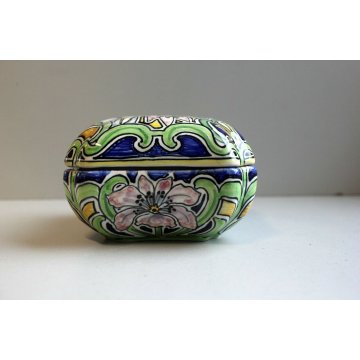 ANTICA SCATOLA CERAMICA Molaroni Pesaro DECORO FIGURA FEMMINILE LIBERTY