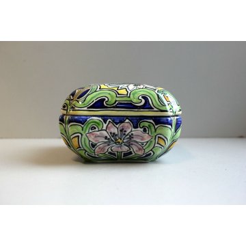 ANTICA SCATOLA CERAMICA Molaroni Pesaro DECORO FIGURA FEMMINILE LIBERTY