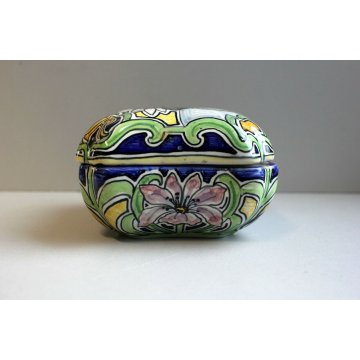 ANTICA SCATOLA CERAMICA Molaroni Pesaro DECORO FIGURA FEMMINILE LIBERTY