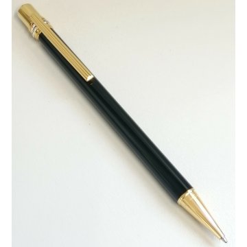 PENNA SFERA Must De Cartier TRINITY LACCA NERA ORO vintage BALLPOINT PEN BOX
