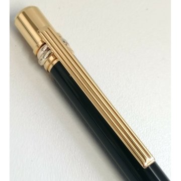 PENNA SFERA Must De Cartier TRINITY LACCA NERA ORO vintage BALLPOINT PEN BOX