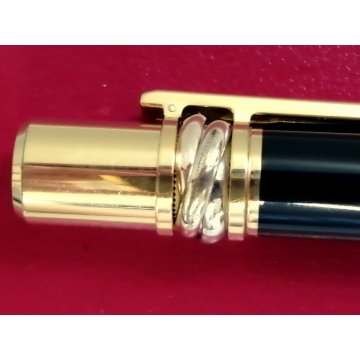 PENNA SFERA Must De Cartier TRINITY LACCA NERA ORO vintage BALLPOINT PEN BOX