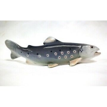 ANTIQUE ROYAL COPENHAGEN PORCELAIN FIGURE  8912 TROUT FISH DENMARK Ceramica 