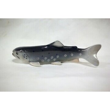 ANTIQUE ROYAL COPENHAGEN PORCELAIN FIGURE  8912 TROUT FISH DENMARK Ceramica 