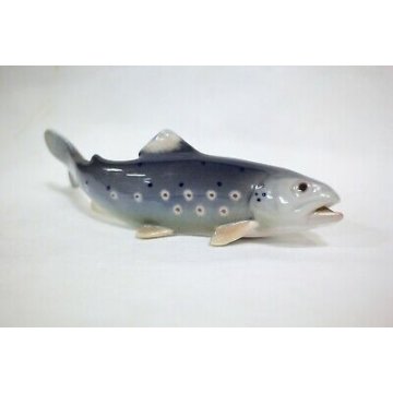 ANTIQUE ROYAL COPENHAGEN PORCELAIN FIGURE  8912 TROUT FISH DENMARK Ceramica 