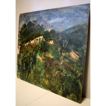 ANTICO DIPINTO Guido Tallone PAESAGGIO VILLA COLLINA BOSCO LAGO MAGGIORE '900