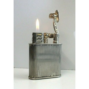 ACCENDINO VINTAGE ZENITH 5050 ARGENTATO BUTANE GAS TABLE LIGHTER '80 Funzionante