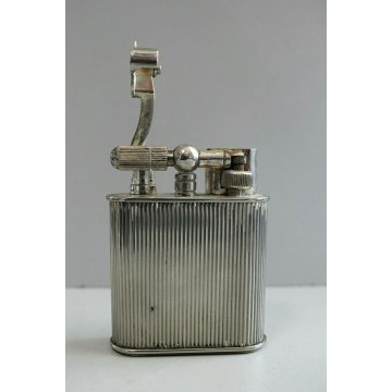 ACCENDINO VINTAGE ZENITH 5050 ARGENTATO BUTANE GAS TABLE LIGHTER '80 Funzionante