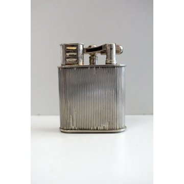 ACCENDINO VINTAGE ZENITH 5050 ARGENTATO BUTANE GAS TABLE LIGHTER '80 Funzionante