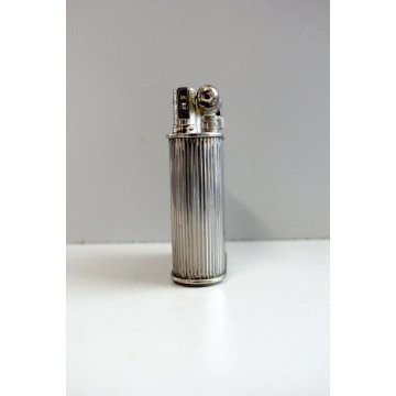 ACCENDINO VINTAGE ZENITH 5050 ARGENTATO BUTANE GAS TABLE LIGHTER '80 Funzionante