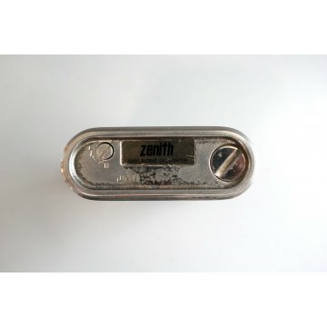 ACCENDINO VINTAGE ZENITH 5050 ARGENTATO BUTANE GAS TABLE LIGHTER '80 Funzionante