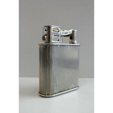 ACCENDINO VINTAGE ZENITH 5050 ARGENTATO BUTANE GAS TABLE LIGHTER '80 Funzionante