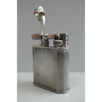 ACCENDINO VINTAGE ZENITH 5050 ARGENTATO BUTANE GAS TABLE LIGHTER '80 Funzionante