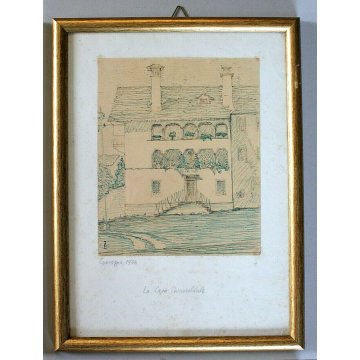 Lotto 4 QUADRI C.Zapelloni DISEGNI PAESAGGIO SCHIZZI MATITA PENNA Craveggia 1956