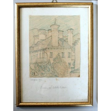 Lotto 4 QUADRI C.Zapelloni DISEGNI PAESAGGIO SCHIZZI MATITA PENNA Craveggia 1956