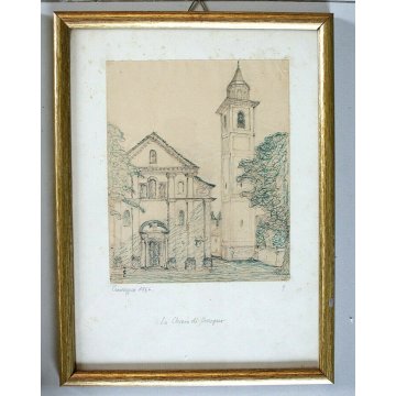 Lotto 4 QUADRI C.Zapelloni DISEGNI PAESAGGIO SCHIZZI MATITA PENNA Craveggia 1956