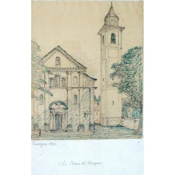 Lotto 4 QUADRI C.Zapelloni DISEGNI PAESAGGIO SCHIZZI MATITA PENNA Craveggia 1956