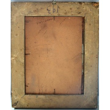 ANTICO QUADRO DIPINTO OLIO CARTONCINO PAESAGGIO PIANURA RUSCELLO FIRMATO 1900