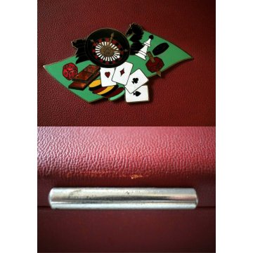 SET CASINO' VINTAGE GIOCO CARTE SCACCHI DAMA POKER ROULETTE MIDCENTURY GAME BOX