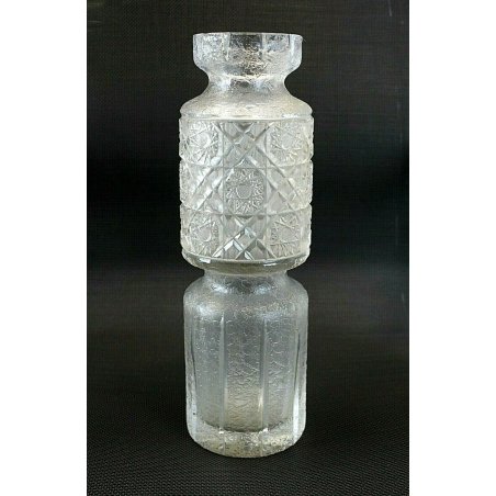 ANTICO VASO CRISTALLO CILINDRICO BHOEMIA MOLATO DECORO STELLA VINTAGE VASE '900