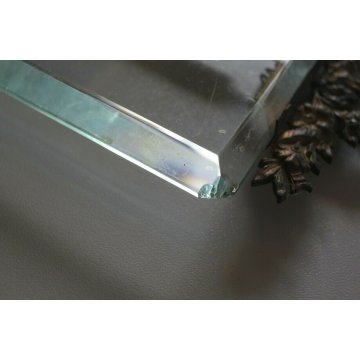 ANTICA COPPIA CORNICE LIBERTY CRISTALLO MOLATO METALLO DORATO FIORI FOGLIE '900