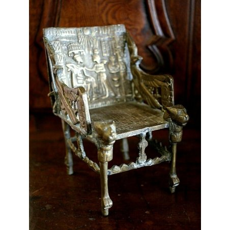 ANTICA REPLICA ANTICO TRONO EGIZIO Faraone Tutankhamon BRONZO EGITTO '900