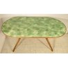 TAVOLO VINTAGE LEGNO FAGGIO STILE ICO PARISI VETRO EFFETTO MARMO VERDE ANNI 50 