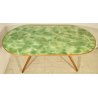 TAVOLO VINTAGE LEGNO FAGGIO STILE ICO PARISI VETRO EFFETTO MARMO VERDE ANNI 50 