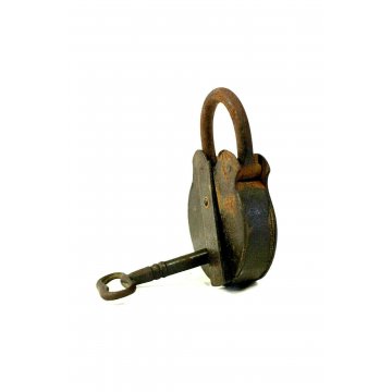 ANTICO LUCCHETTO FERRO BATTUTO FUNZIONANTE CATENACCIO PADLOCK IRON KEY '800