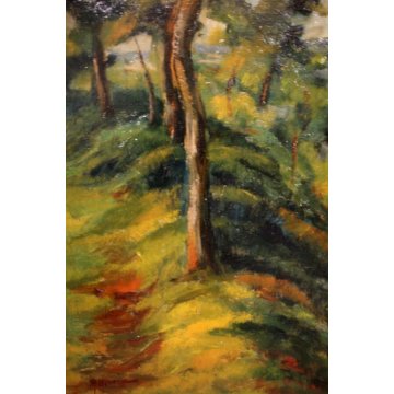 DIPINTO OLIO Alessandro Negri PAESAGGIO ROBECCHETTO SELVA CAMPAGNA STRADA  '900