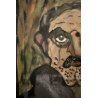 DIPINTO GUASH CARTONE Pietro Ghizzardi RITRATTO omaggio a Ligabue 1971 NAIF