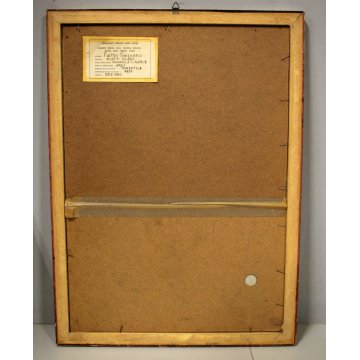 DIPINTO GUASH CARTONE Pietro Ghizzardi RITRATTO omaggio a Ligabue 1971 NAIF