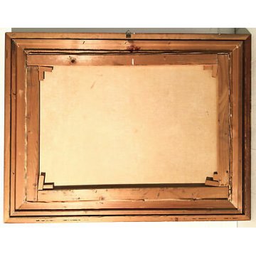 ANTICO QUADRO DIPINTO FIRMATO BUSTI DIPINTO OLIO TELA LAGO FIUME CORNICE ARTE