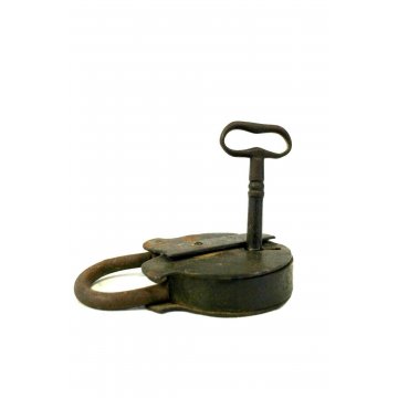 ANTICO LUCCHETTO FERRO BATTUTO FUNZIONANTE CATENACCIO PADLOCK IRON KEY '800