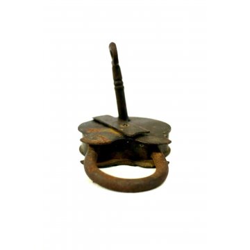 ANTICO LUCCHETTO FERRO BATTUTO FUNZIONANTE CATENACCIO PADLOCK IRON KEY '800
