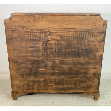 ANTICA RIBALTA SECRETAIRE LASTRONATA IMPIALLACCIATA PRIMO '900 LEGNO NOCE 1900