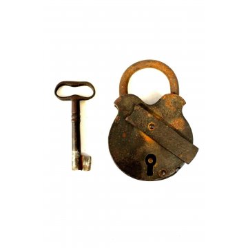 ANTICO LUCCHETTO FERRO BATTUTO FUNZIONANTE CATENACCIO PADLOCK IRON KEY '800