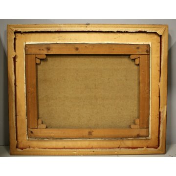 QUADRO OLIO TELA G. Ghiringhelli  MARINA MARE BARCA VELA PESCATORI ALBA '800