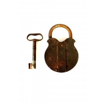ANTICO LUCCHETTO FERRO BATTUTO FUNZIONANTE CATENACCIO PADLOCK IRON KEY '800