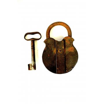 ANTICO LUCCHETTO FERRO BATTUTO FUNZIONANTE CATENACCIO PADLOCK IRON KEY '800