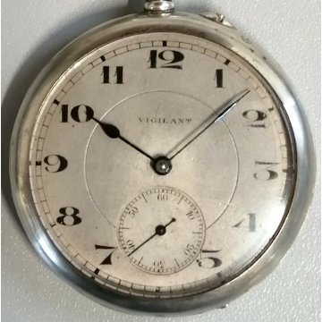 ANTICO OROLOGIO TASCA Vigilant ARGENTO 800 meccanico ANNI 40 OLD POCKET WATCH