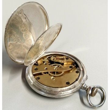 ANTICO OROLOGIO TASCA Vigilant ARGENTO 800 meccanico ANNI 40 OLD POCKET WATCH
