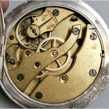 ANTICO OROLOGIO TASCA Vigilant ARGENTO 800 meccanico ANNI 40 OLD POCKET WATCH