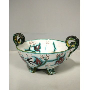 ANTICA ALZATA CIOTOLA CERAMICA BOTTEGA RICCARDO GATTI FAENZA '900 FOOTED BOWL