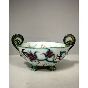 ANTICA ALZATA CIOTOLA CERAMICA BOTTEGA RICCARDO GATTI FAENZA '900 FOOTED BOWL