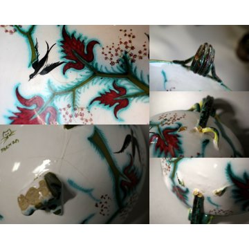 ANTICA ALZATA CIOTOLA CERAMICA BOTTEGA RICCARDO GATTI FAENZA '900 FOOTED BOWL