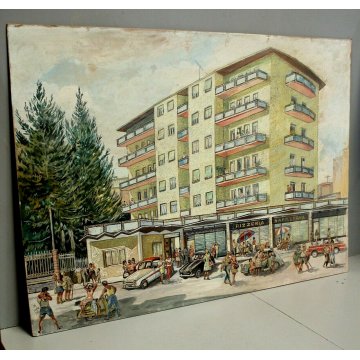 SCHIZZO PITTORICO PROSPETTIVA  A.Colla PRESENTAZIONE PROGETTO PALAZZO ARONA '62