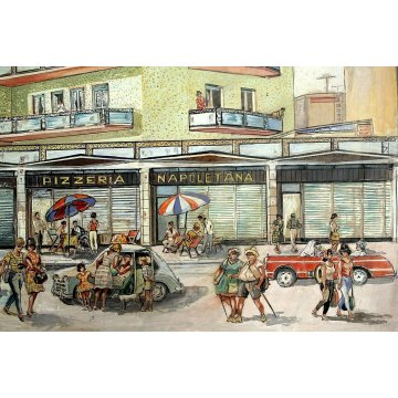 SCHIZZO PITTORICO PROSPETTIVA  A.Colla PRESENTAZIONE PROGETTO PALAZZO ARONA '62