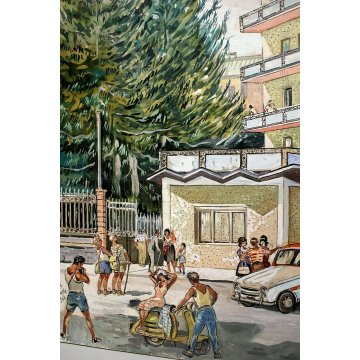 SCHIZZO PITTORICO PROSPETTIVA  A.Colla PRESENTAZIONE PROGETTO PALAZZO ARONA '62